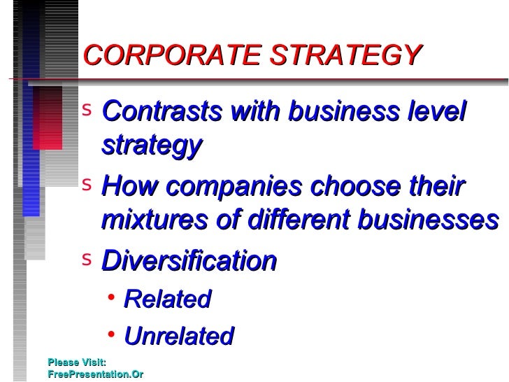 Corporate level strategy related diversification