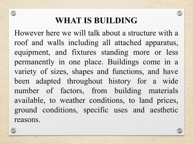 Basic component of buildings | PPTX | Civil Engineering Industry ...