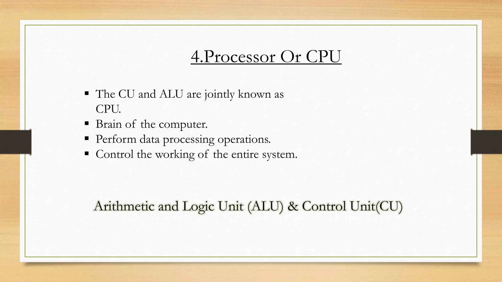 Basic components of computer system | PPTX