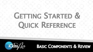 GETTING STARTED & 
QUICK REFERENCE 
BASIC COMPONENTS & REVIEW 
 