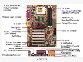 Typical parts of a motherboard.




             ABIT SE6
 