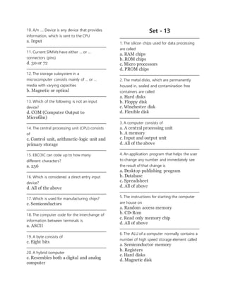 Parma Sampling Computer Divice Example Questions Basic computer | DOCX