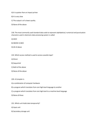 Computer Basuc Question Basic computer question | PDF