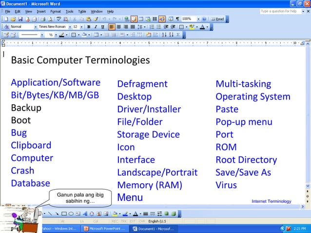 Basic computer and_intenet_terminologies | PPT | Internet for Beginners ...