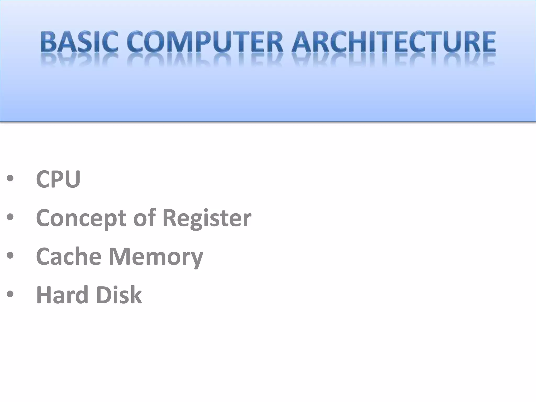 Basic computer architecture | PPTX | Data Storage and Warehousing ...