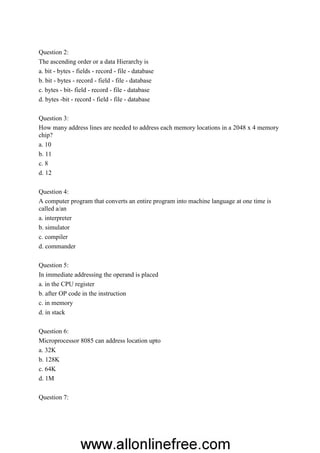 Basic computer mcqs | PDF