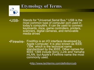 Usb Definition Computer Term Basic Computer Operation | PPTX