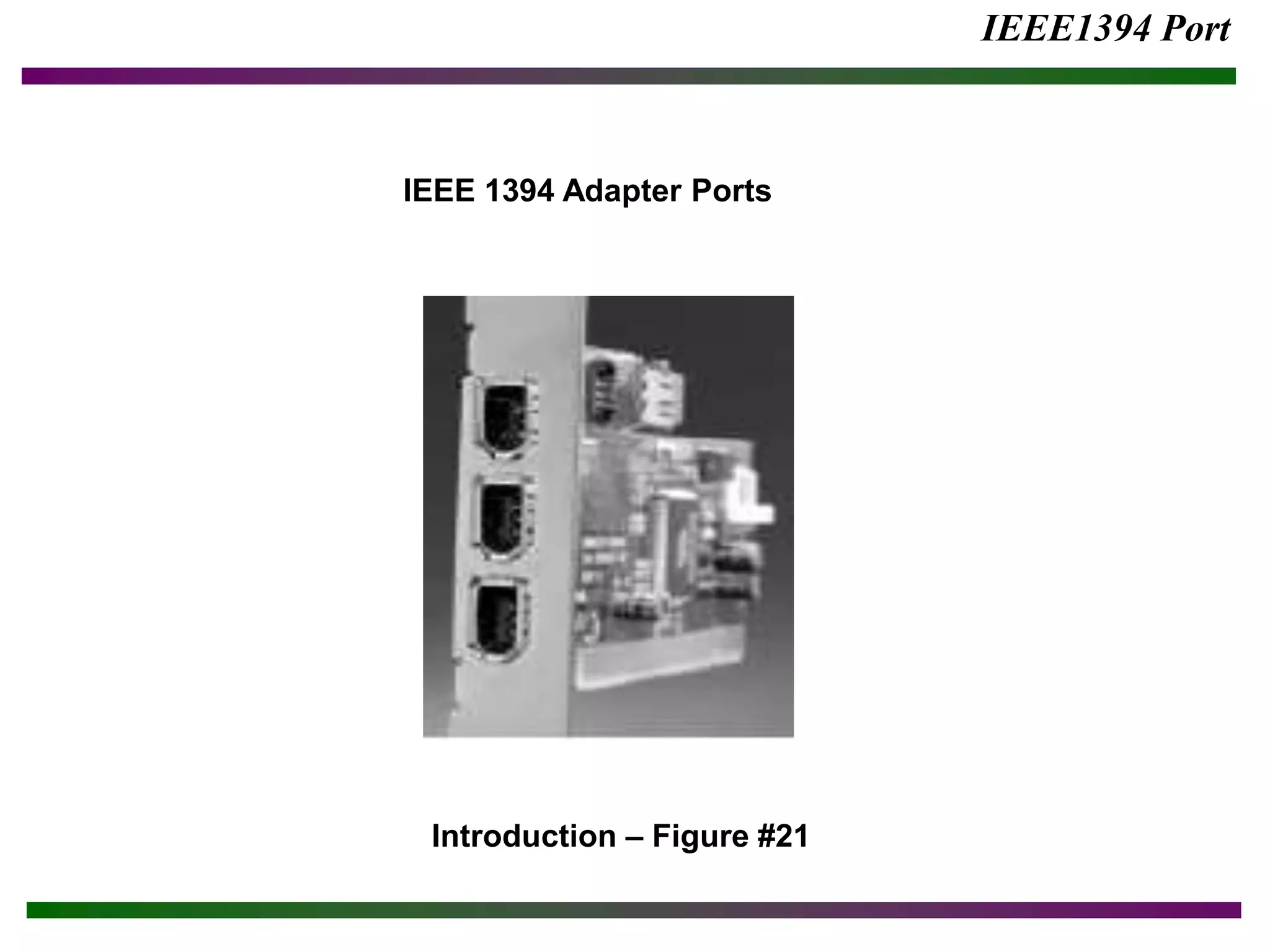 IEEE1394 Port
Introduction – Figure #21
IEEE 1394 Adapter Ports
 