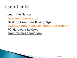 ISP (Internet Service Provider)Some examples:AT&T DSL ServiceSprintVerizon DSLComcastEarthlinkTime Warner Road Runner2/15/201017