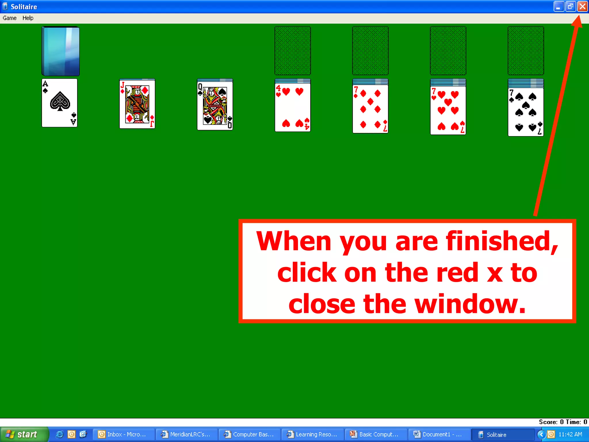 When you are finished, click on the red x to close the window. 