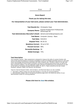 Basic computer skills test | PDF