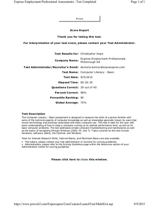 Basic Computer Skills Test