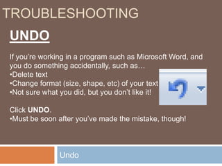 Adobe Acrobat Reader is the software used to view and print PDF files.Saving a new fileFile ManagementThe next group of slides will show you how to save a file. A Microsoft Word document is the example, but it will work with other programs as well.Image courtesymolotalk via Creative Commons search (www.flickr.com/photos/molotalk/3483050501/)