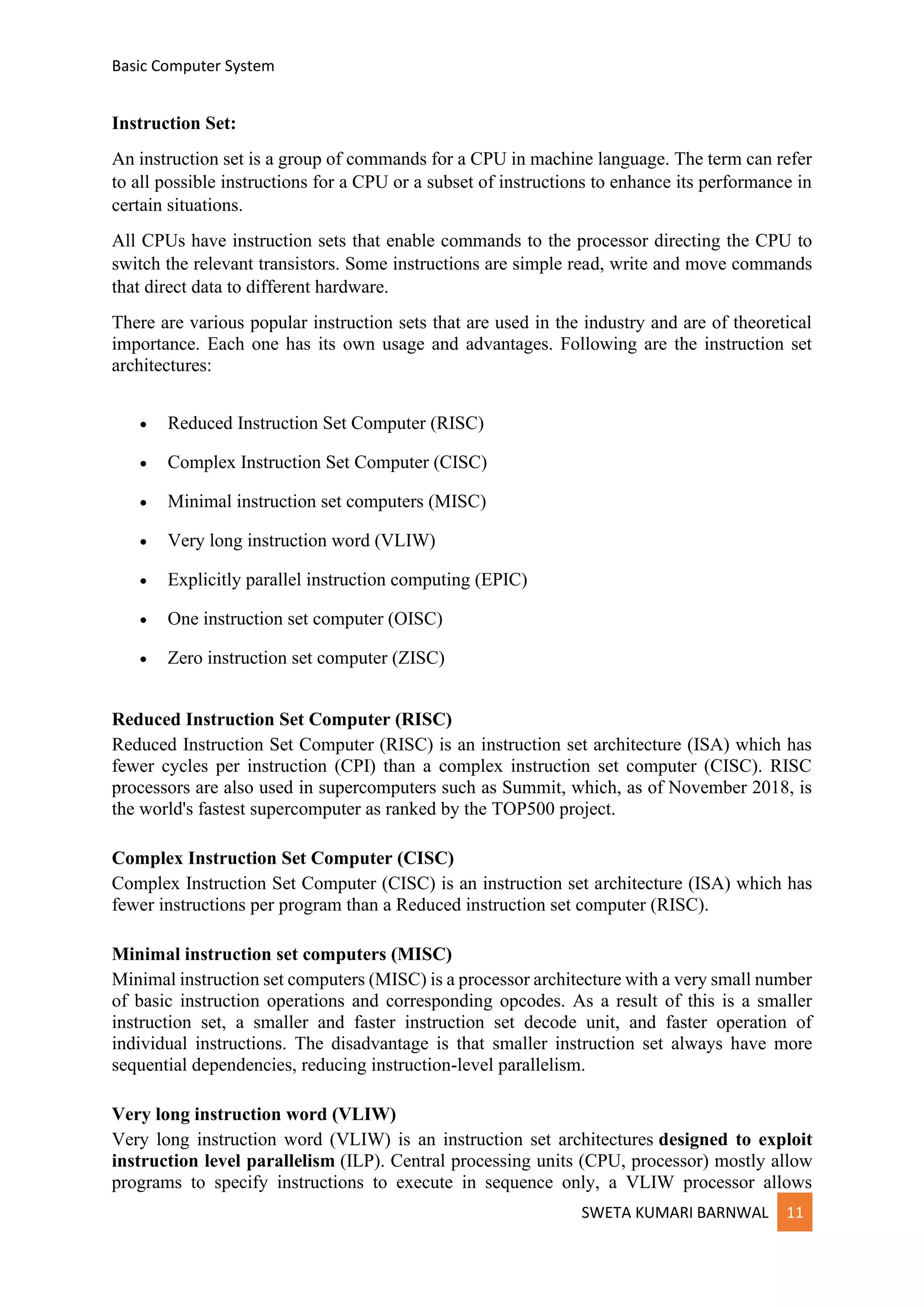 Basic computer system | PDF | Data Storage and Warehousing | Computing