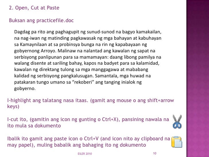 Batayang pagsasanay sa paggamit ng Microsoft Word