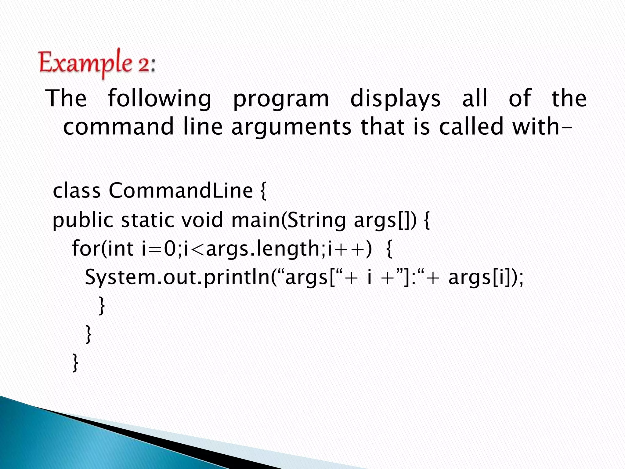 Basic concept of class, method , command line-argument | PPT
