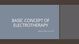 BASIC CONCEPT OF
ELECTROTHERAPY
Aditya Johan .R, M.Fis
 