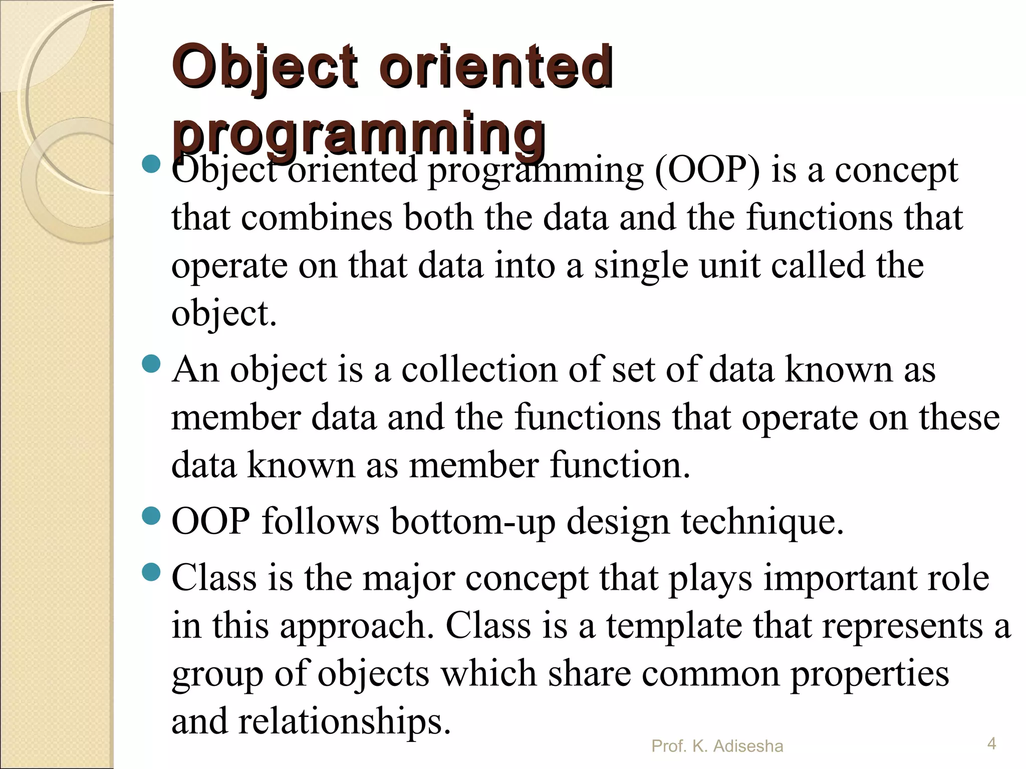 Basic concept of OOP's | PPT | Programming Languages | Computing