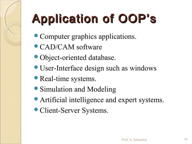 Basic concept of OOP's | PPT | Programming Languages | Computing