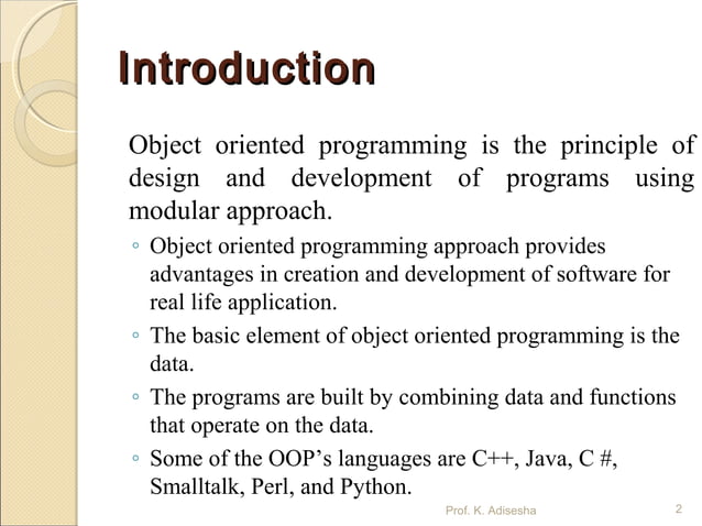 Basic concept of OOP's | PPT | Programming Languages | Computing