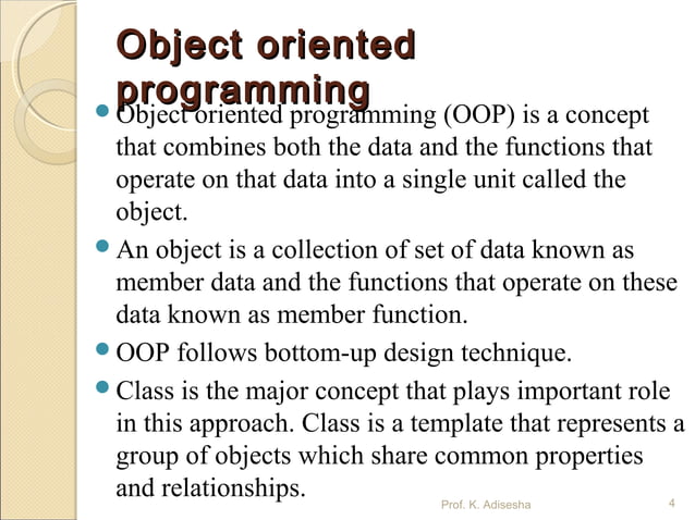Basic concept of OOP's | PPT | Programming Languages | Computing