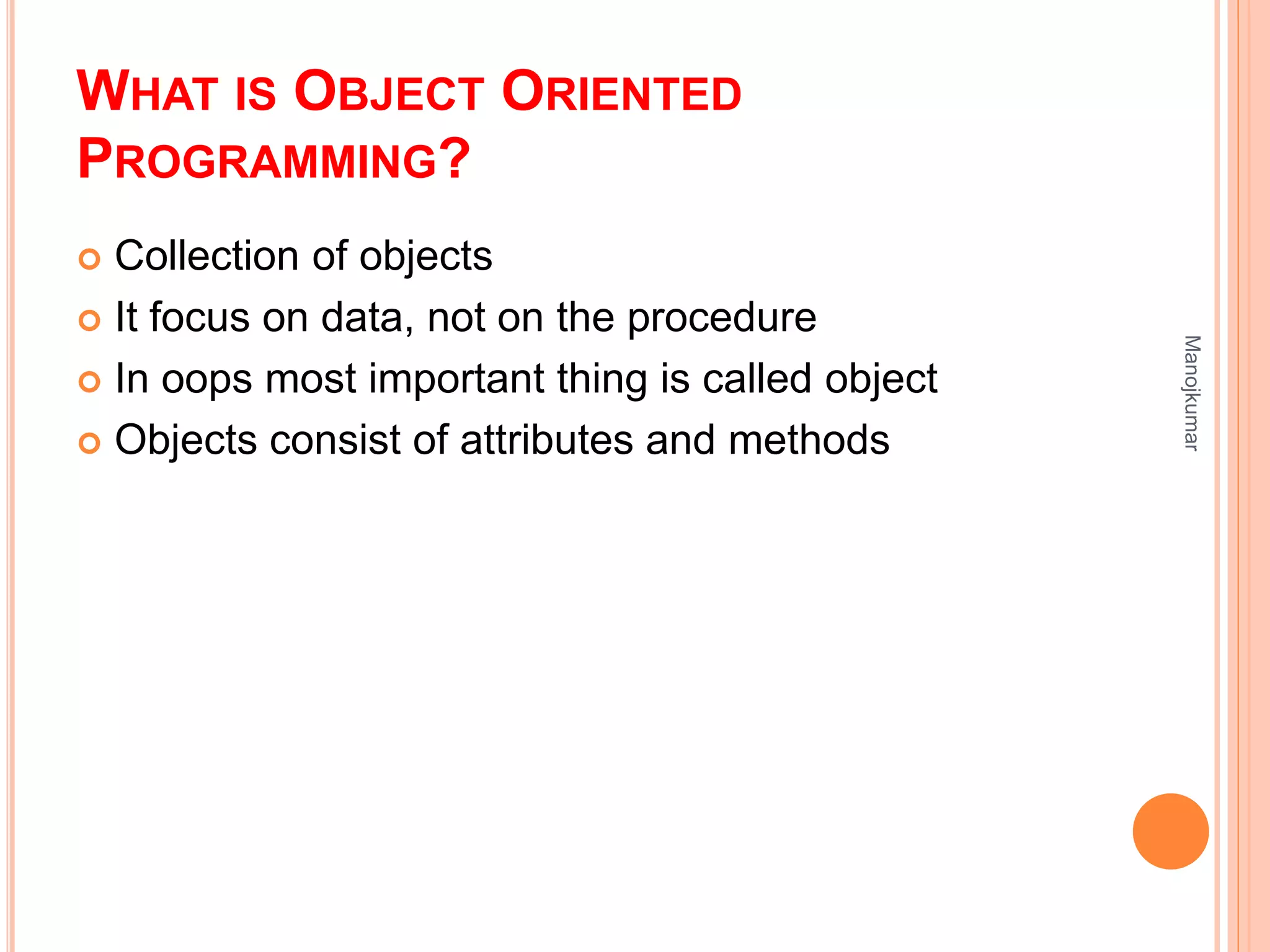 Basic concept of object oriented programming | PPT