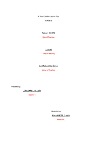 Lesson Plan on Basic concept of probability | DOCX