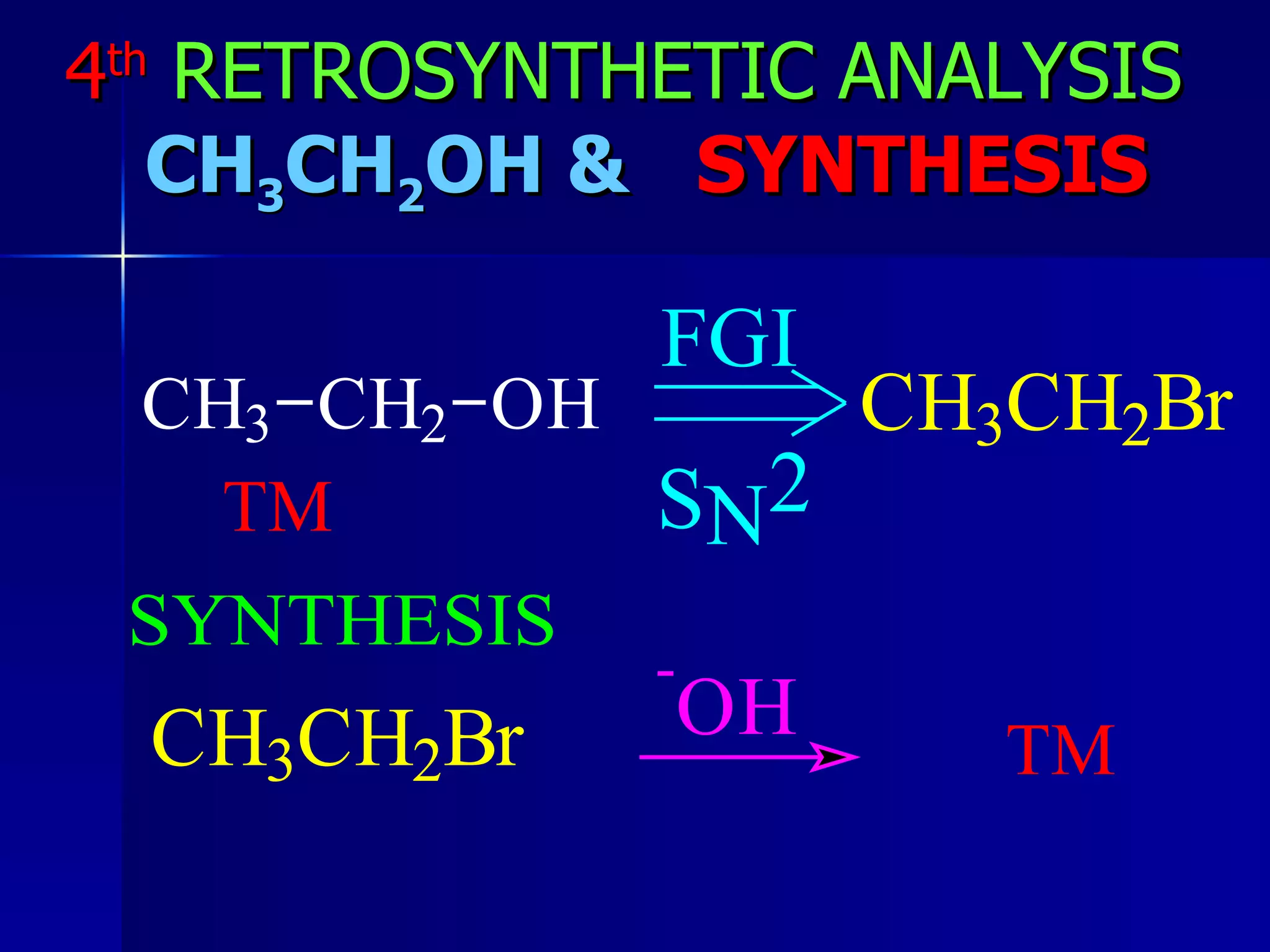 4 th   RETROSYNTHETIC ANALYSIS    CH 3 CH 2 OH &  SYNTHESIS 