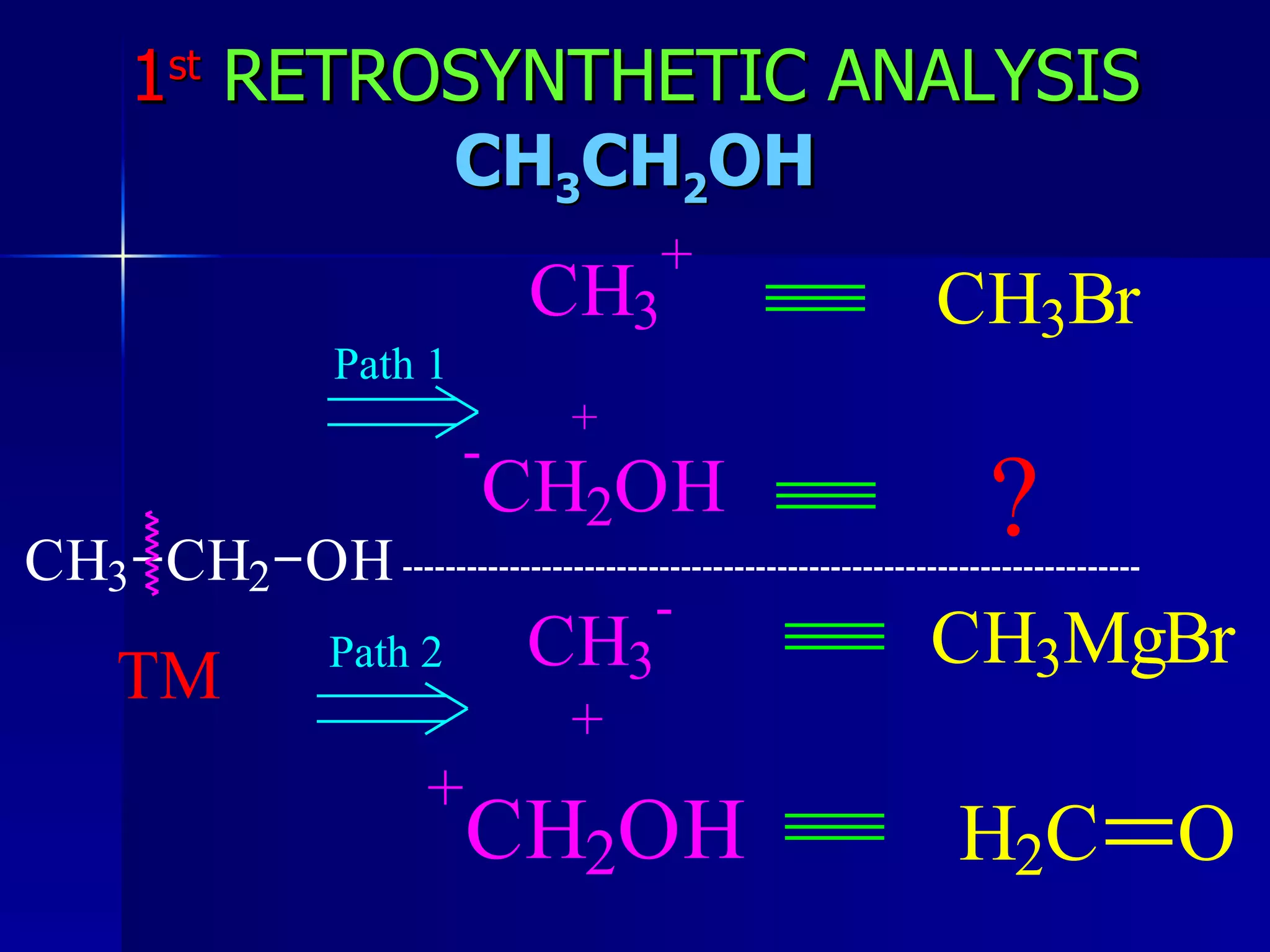 1 st   RETROSYNTHETIC ANALYSIS  CH 3 CH 2 OH 