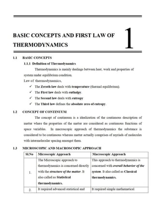 Basic concepts and first law of thermodynamics