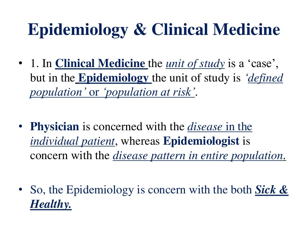 Basic concepts and principles of epidemiology