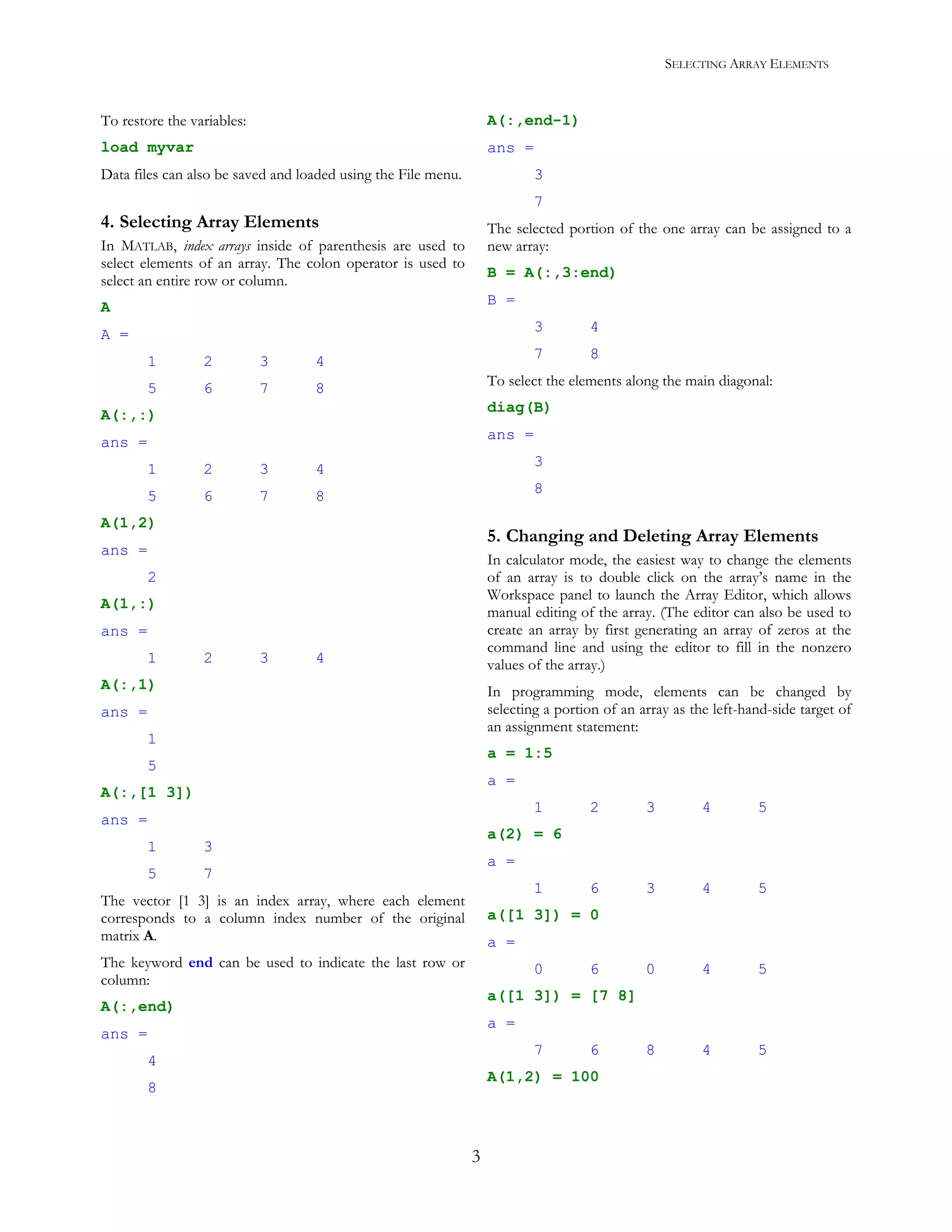 Basic concepts in_matlab | PDF