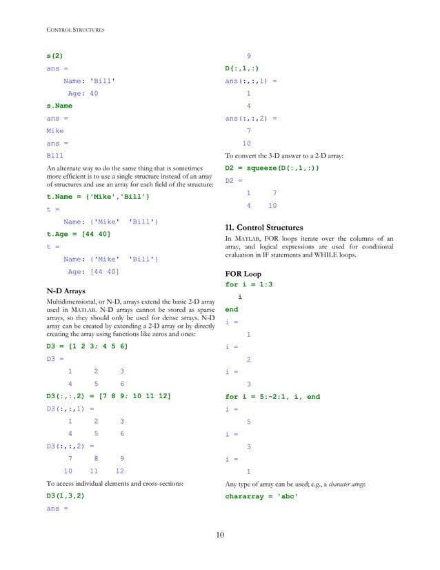 Basic concepts in_matlab | PDF