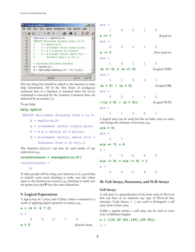 Basic concepts in_matlab | PDF