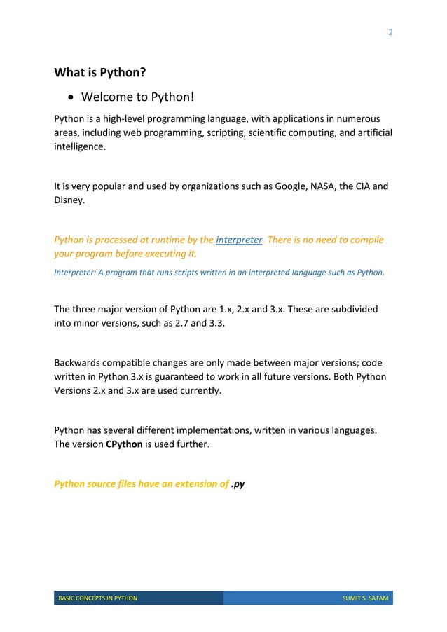 Basic Concepts in Python | PDF