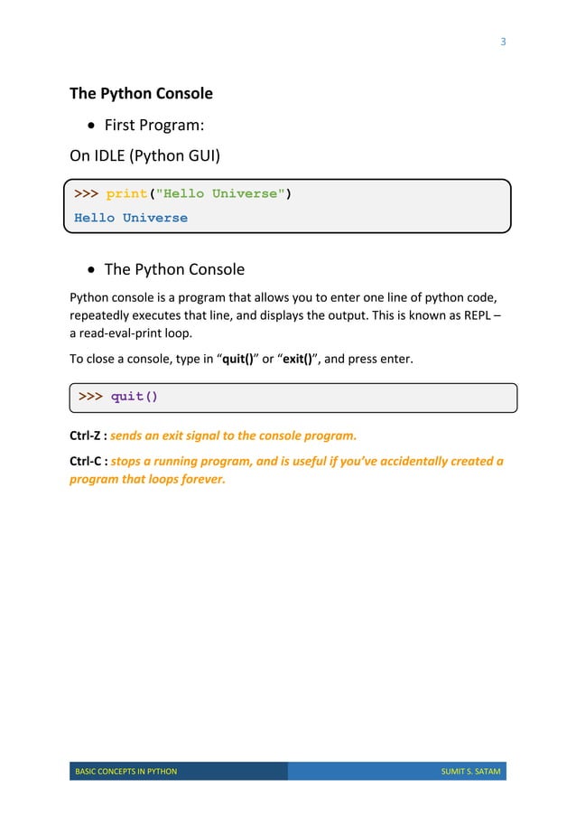 Basic Concepts in Python | PDF
