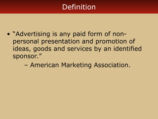 Basic Concepts of Advertising.ppt- Role of advertising in marketing mix ...