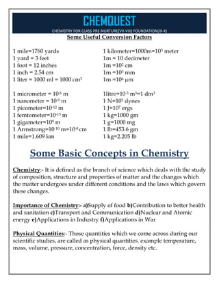 Basic concepts of chemistry class 8, 9, 10 | PDF