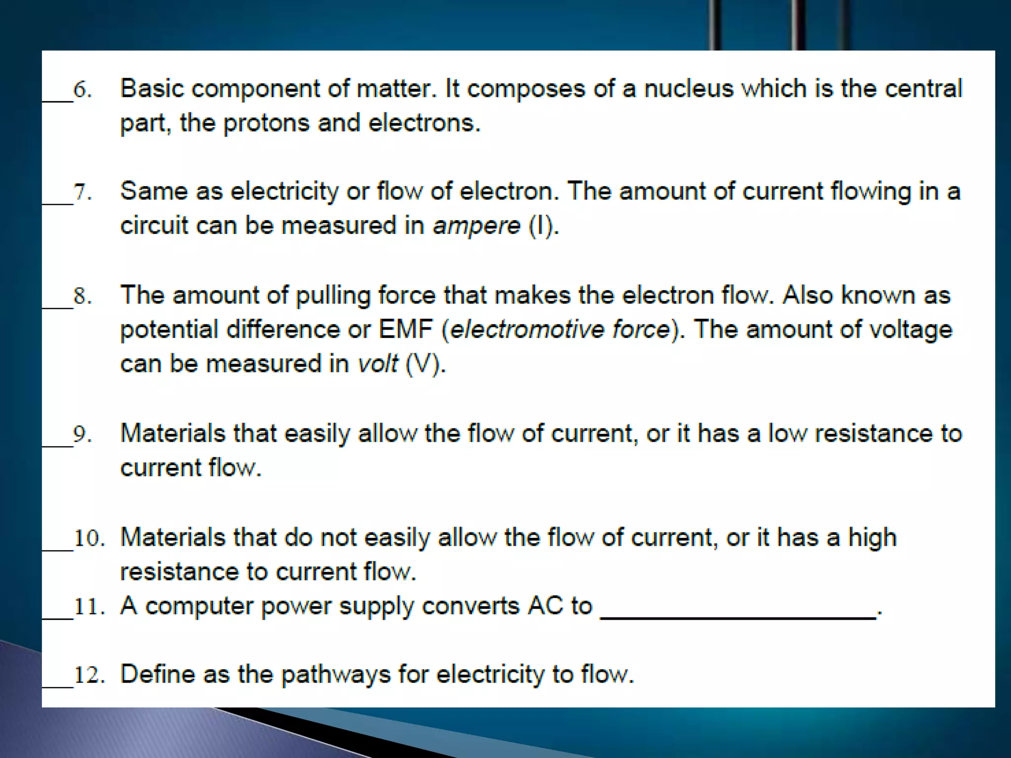 Basic concepts of electricity