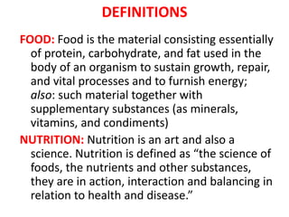 Basic concepts of food and nutrition | PPTX