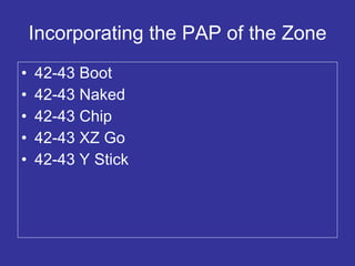 Incorporating the PAP of the Zone 42-43 Boot 42-43 Naked 42-43 Chip 42-43 XZ Go 42-43 Y Stick 