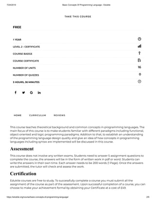 Basic Concepts Of Programming Language - Edukite | PDF