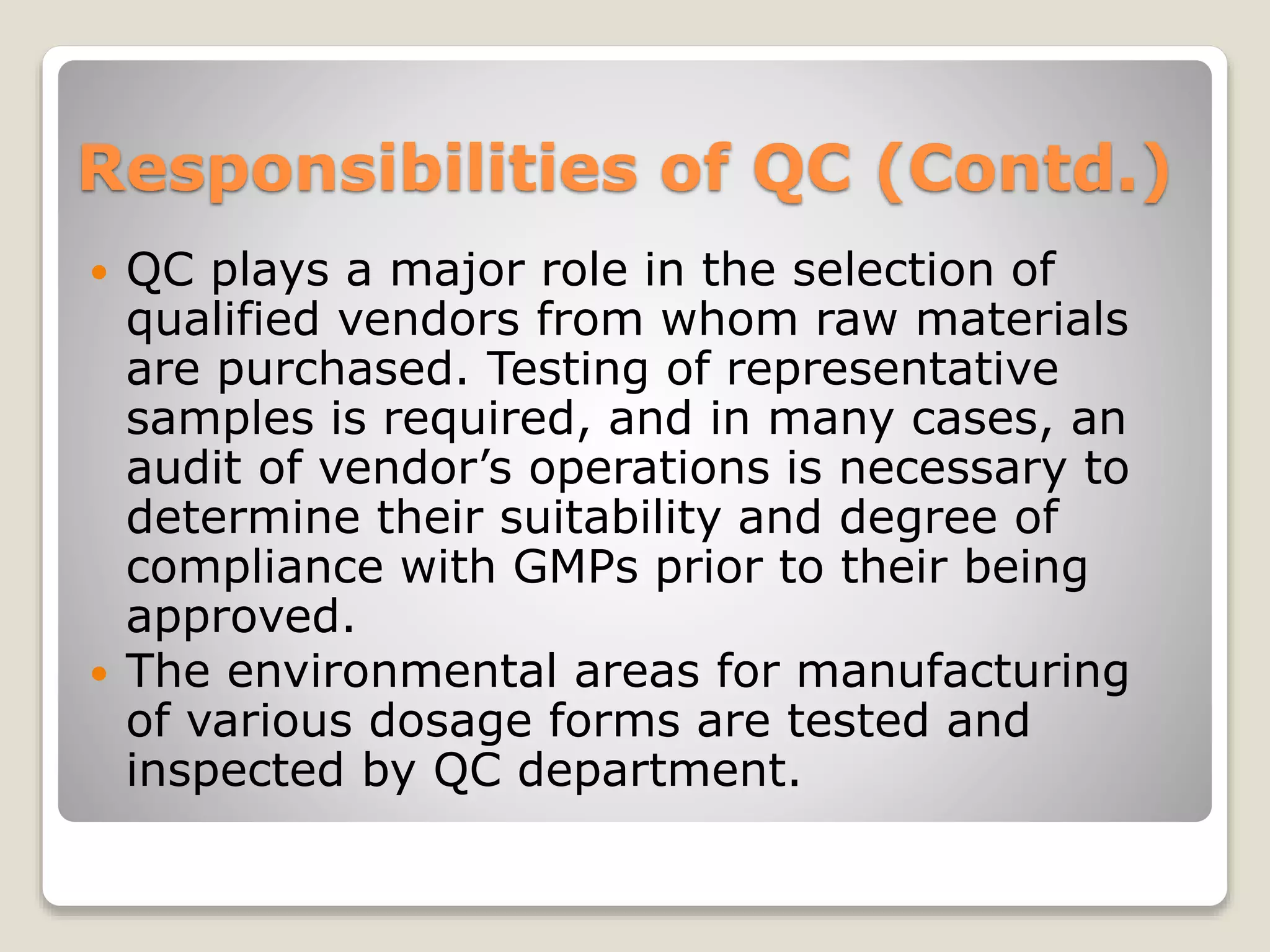 Basic concepts of QA and QC | PPTX | Pharmaceutical Industry | Industries