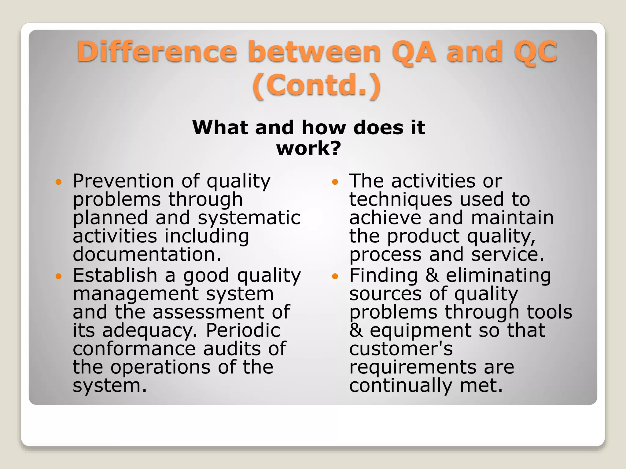 Basic concepts of QA and QC | PPTX | Pharmaceutical Industry | Industries