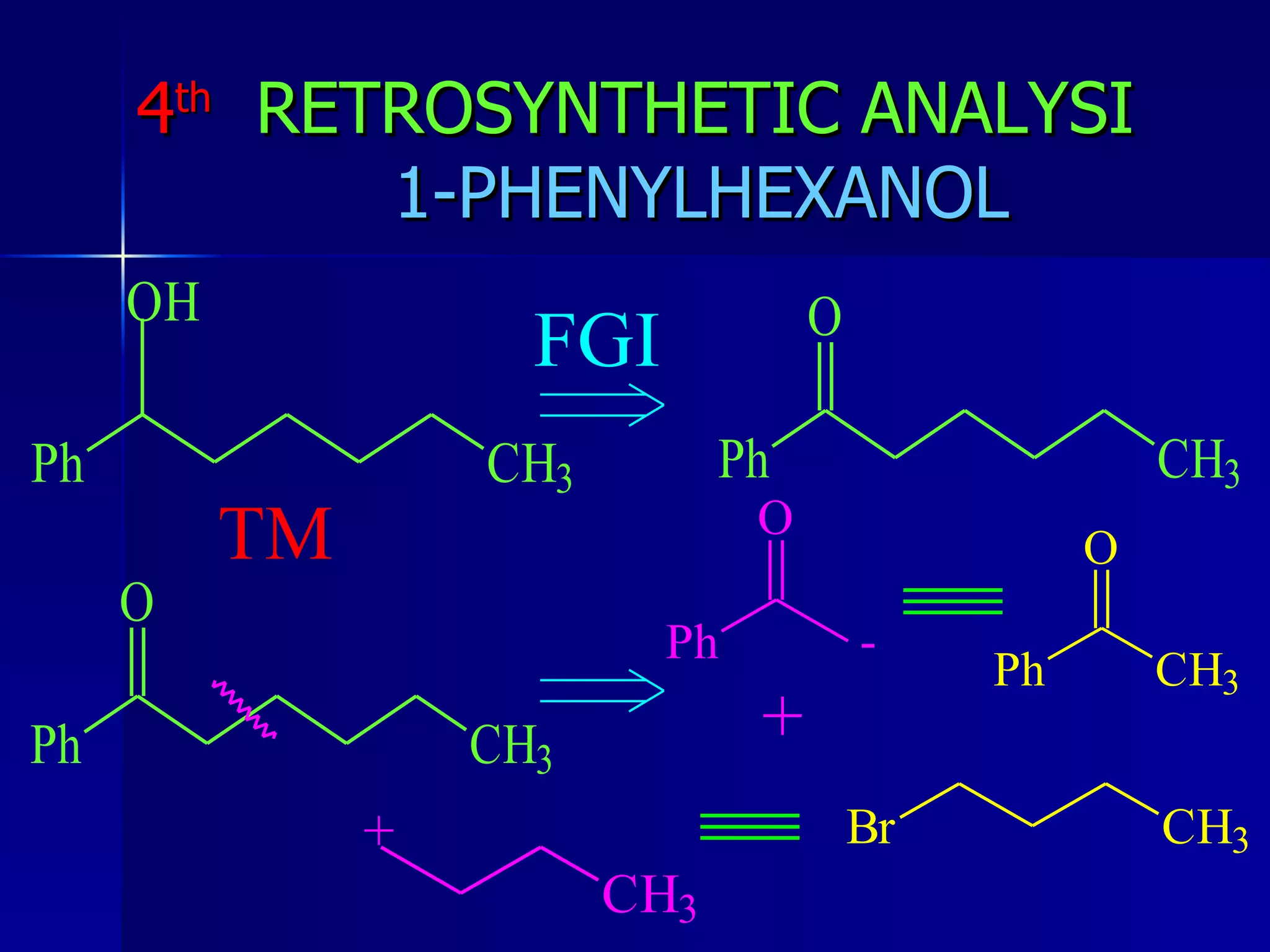 4 th   RETROSYNTHETIC ANALYSI   1-PHENYLHEXANOL 