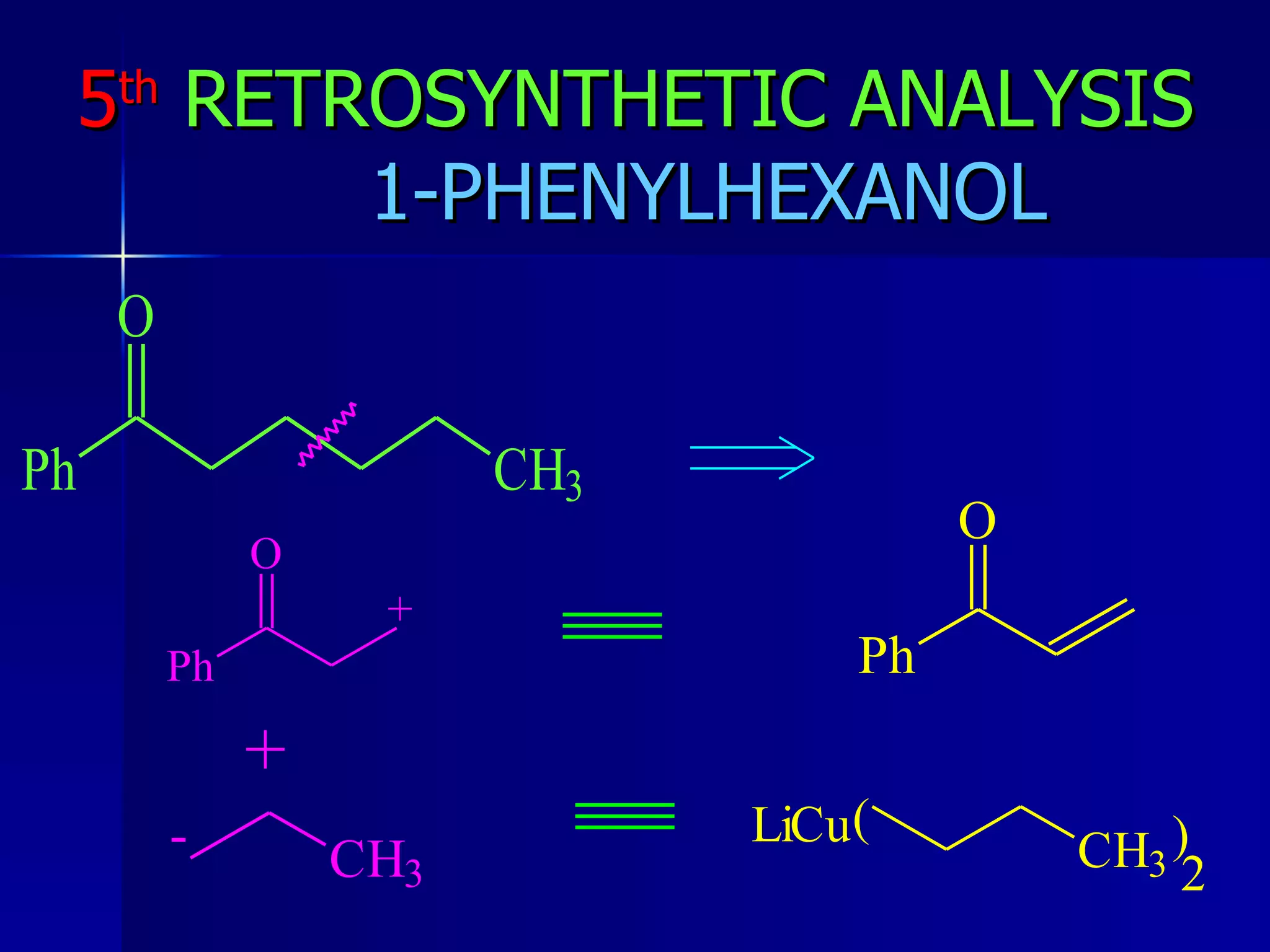 5 th   RETROSYNTHETIC ANALYSIS   1-PHENYLHEXANOL 