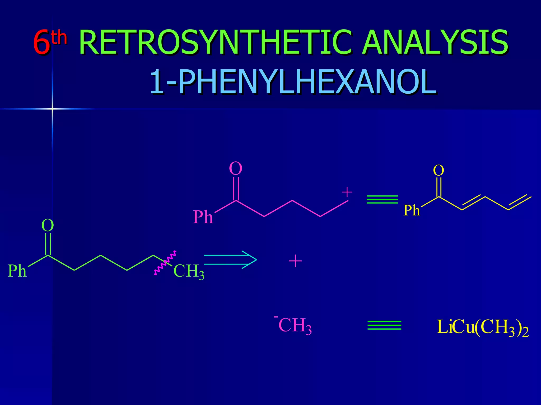 6 th   RETROSYNTHETIC ANALYSIS   1-PHENYLHEXANOL   