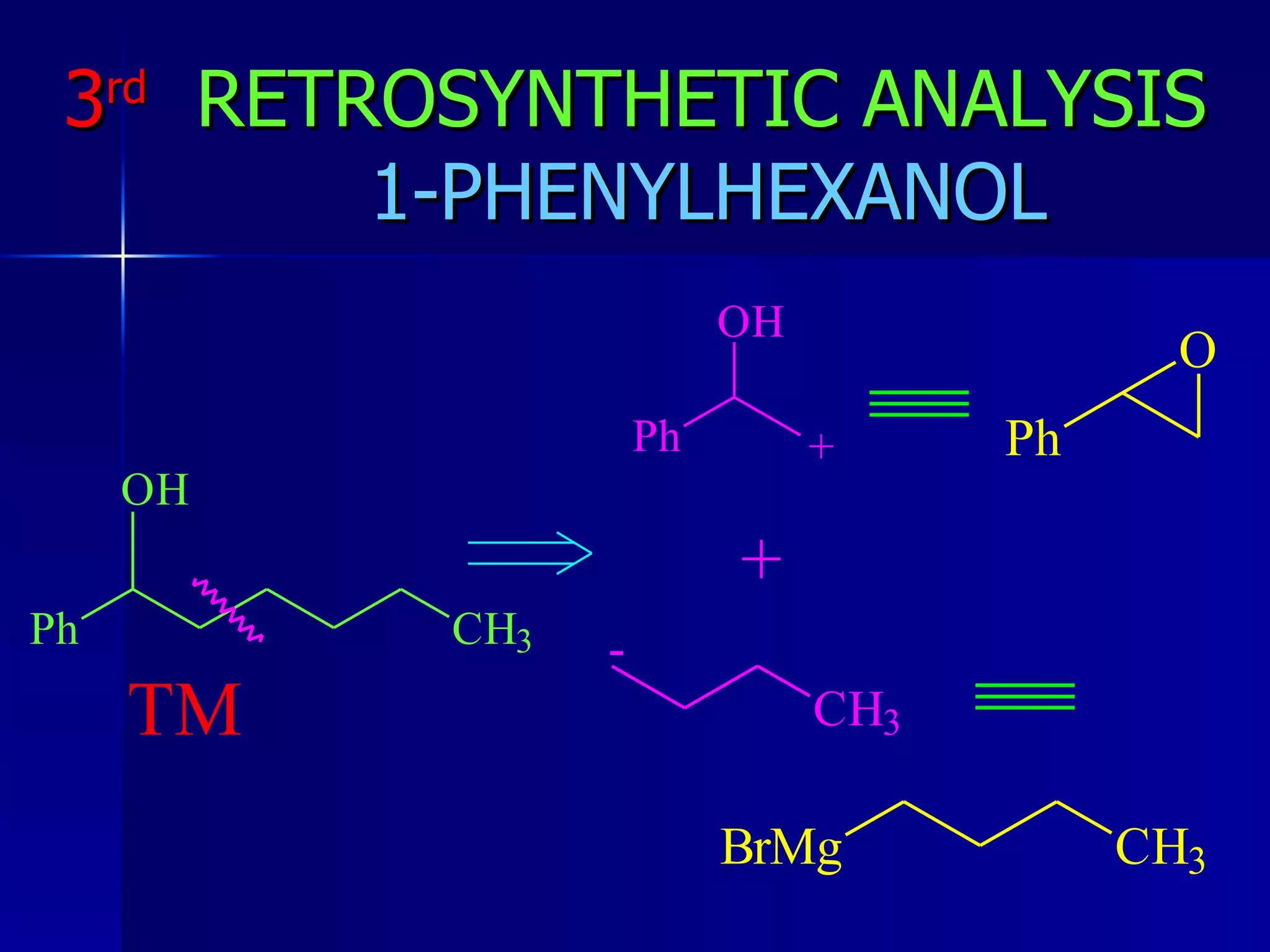 3 rd   RETROSYNTHETIC ANALYSIS   1-PHENYLHEXANOL 
