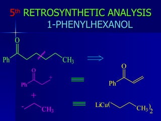 5 th   RETROSYNTHETIC ANALYSIS   1-PHENYLHEXANOL 