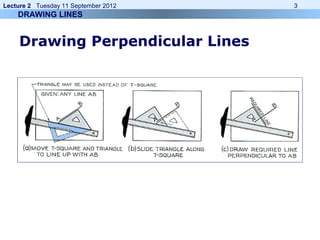 Lecture 2 Tuesday 11 September 2012 3
Drawing Perpendicular Lines
DRAWING LINES
 